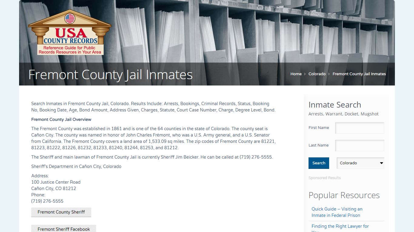 Fremont County Jail Inmates | Name Search